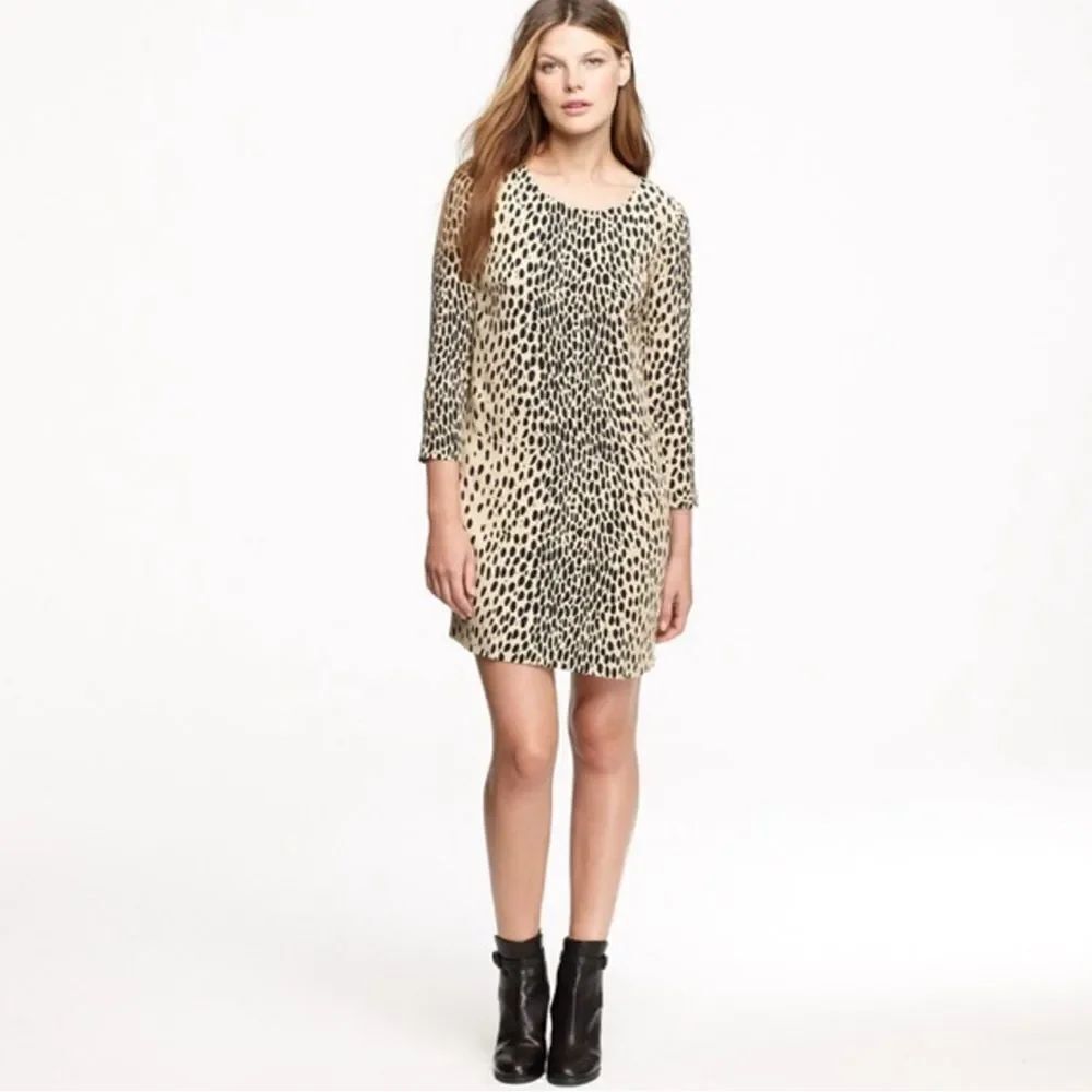 J. Crew Leopard Print Shift Dress Sz 10 Gently Loved